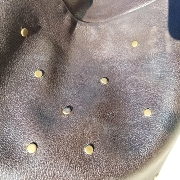 Per Se Dark brown leather bag w/ brass studs Large - Picture 2 of 13